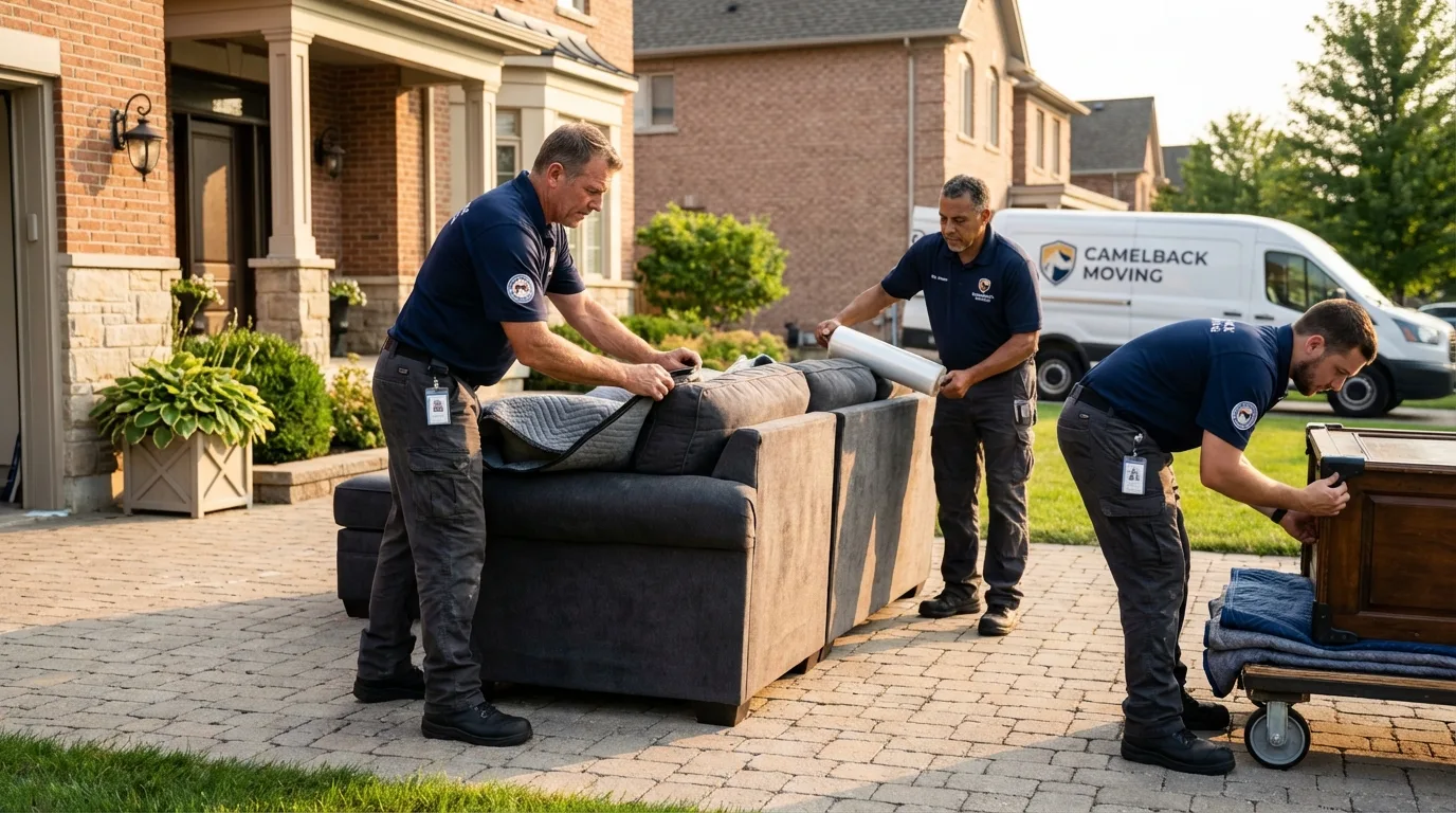 Large estate moving crew wrapping furniture in Edwards, CO
